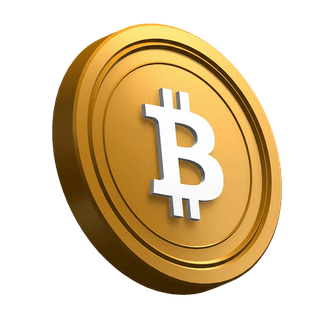 Bitcoin BTC coin, tilted, used as a visual element in the hero section